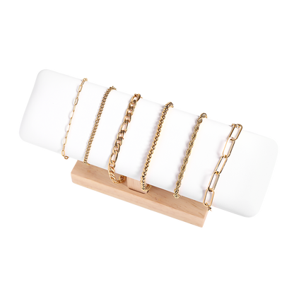 Natural Wood & Leather Single Tier Bracelet Display