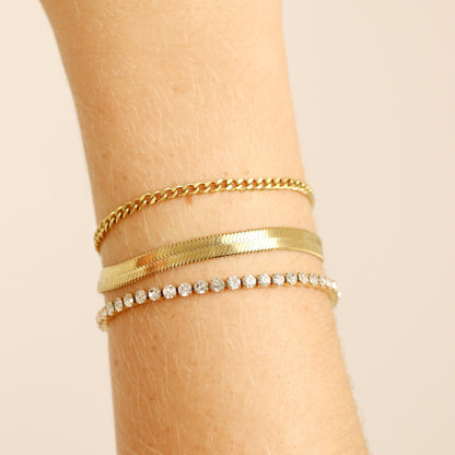 18K Gold PVD Stainless Steel Herringbone Chain Bracelet