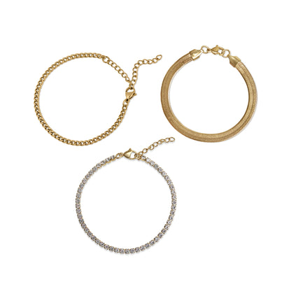 25 pc 18K Gold PVD Coated Stainless Steel Women's Layered Bracelet Set