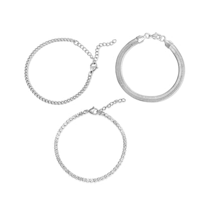 25 pc Stainless Steel Women's Layered Bracelet Set