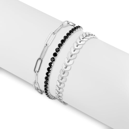 25 pc Stainless Steel Women's Layered Bracelet Set