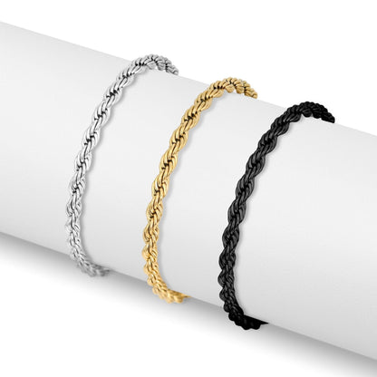 18K Gold PVD Stainless Steel Rope Chain Bracelet/Anklet