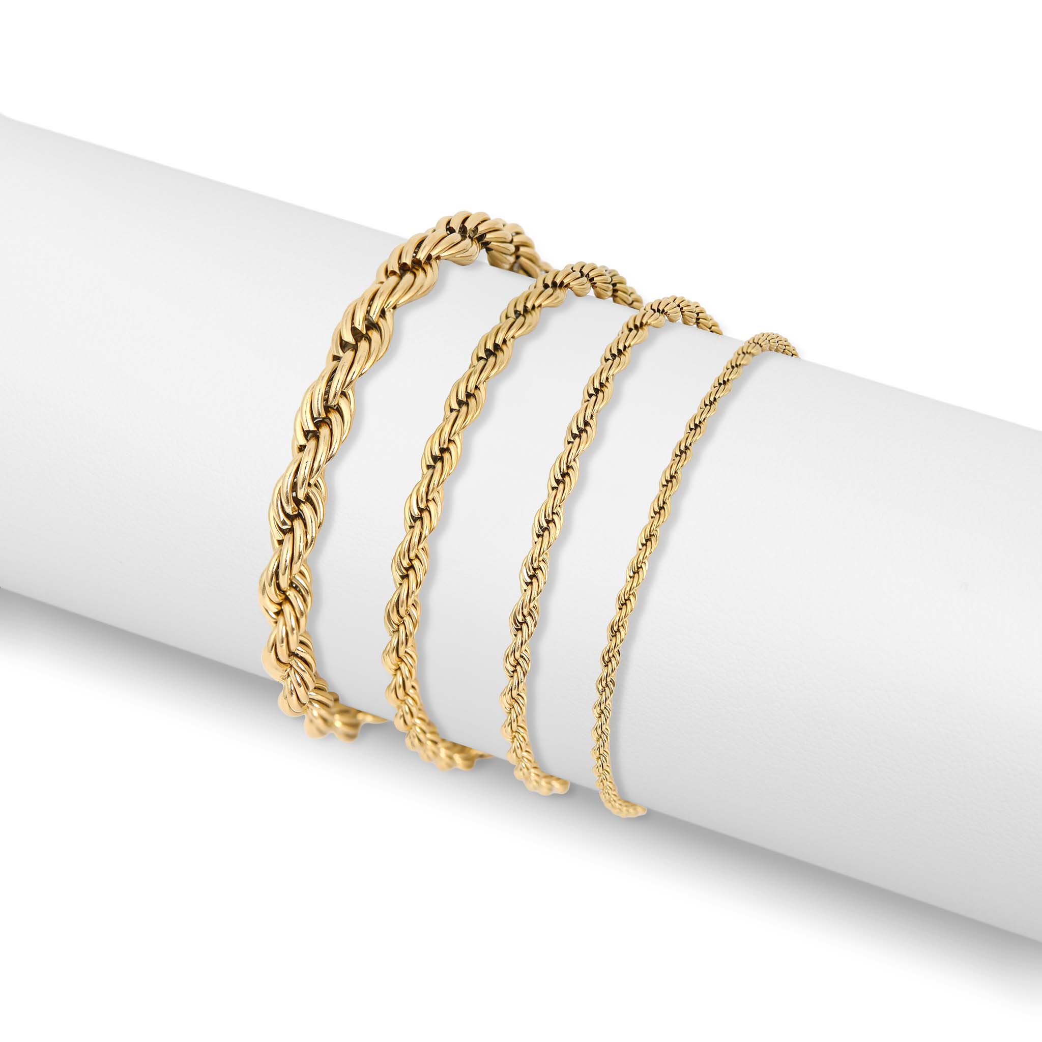 18K Gold PVD Stainless Steel Rope Chain Bracelet/Anklet