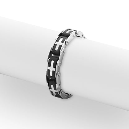 18K Gold PVD Stainless Steel Cross Bike Chain Bracelet