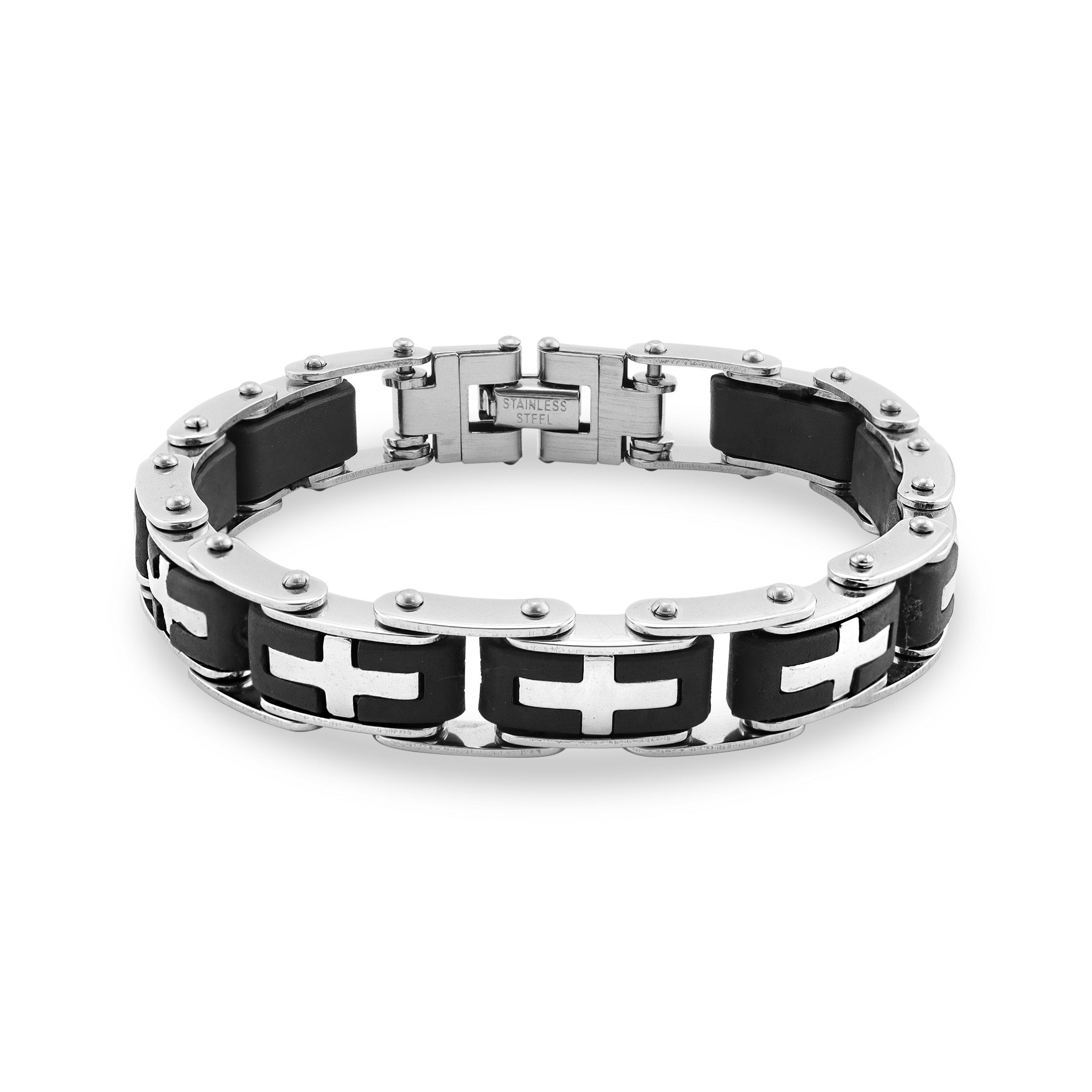 18K Gold PVD Stainless Steel Cross Bike Chain Bracelet