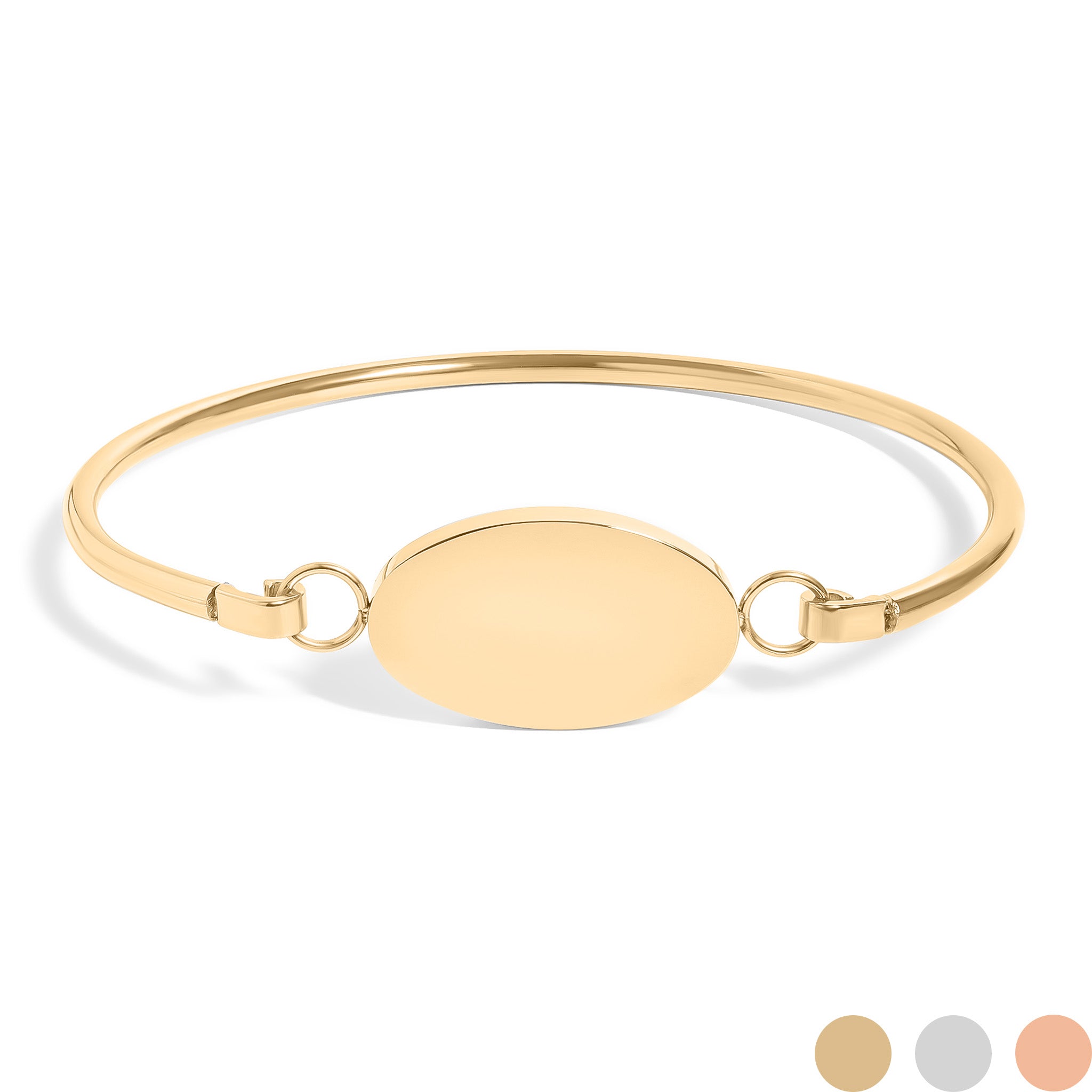 18K Gold PVD Stainless Steel Oval Engravable Bracelet