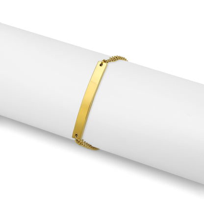 18K Gold PVD Stainless Steel Curved Blank Bar Curb Chain Bracelet