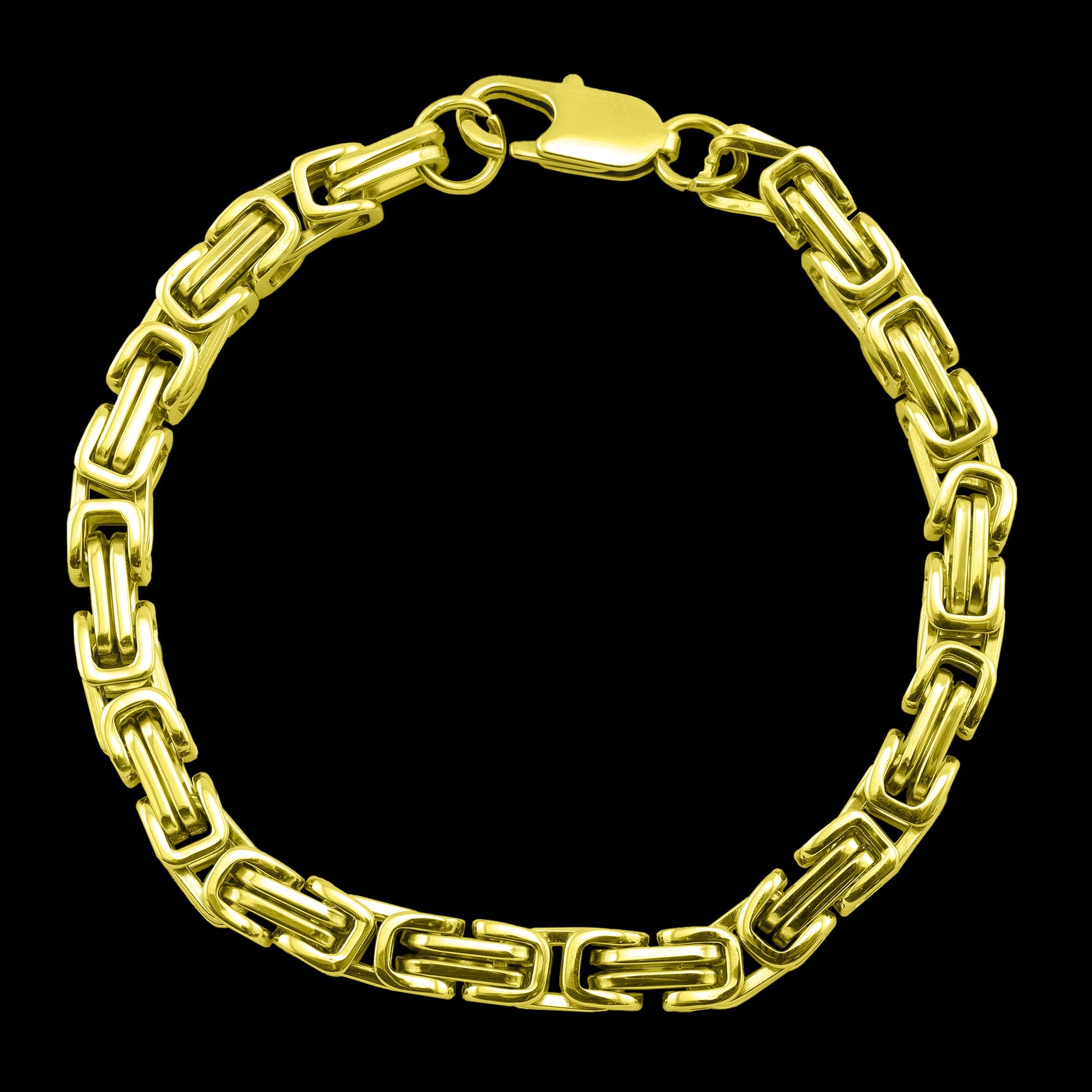 Stainless Steel 18K Gold PVD Coated Byzantine Chain Bracelet or Anklet