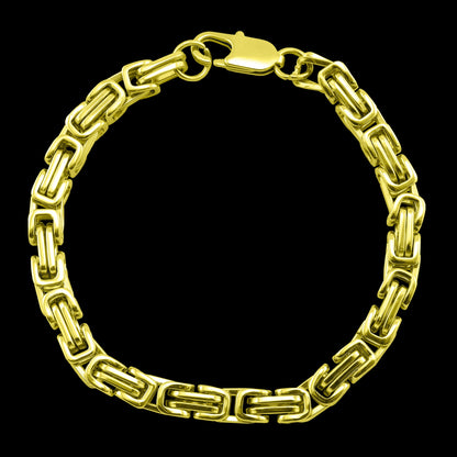 Stainless Steel 18K Gold PVD Coated Byzantine Chain Bracelet or Anklet