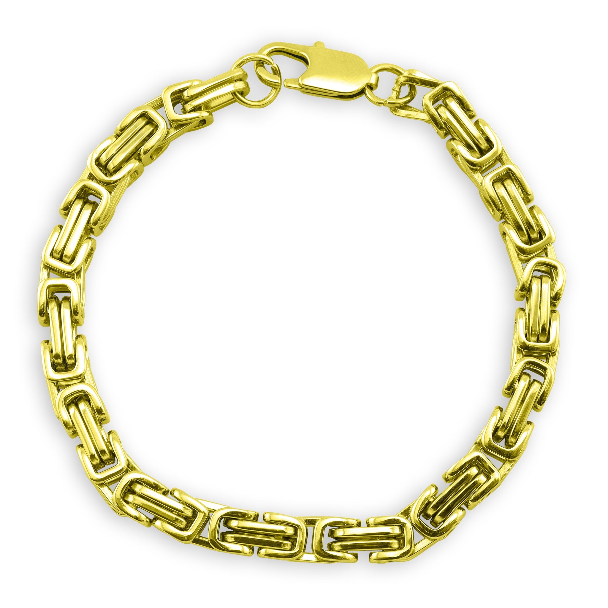 Stainless Steel 18K Gold PVD Coated Byzantine Chain Bracelet or Anklet