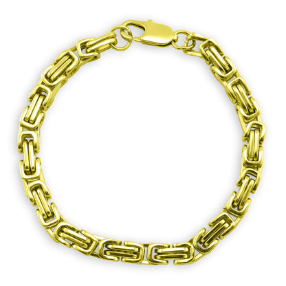 Stainless Steel 18K Gold PVD Coated Byzantine Chain Bracelet or Anklet