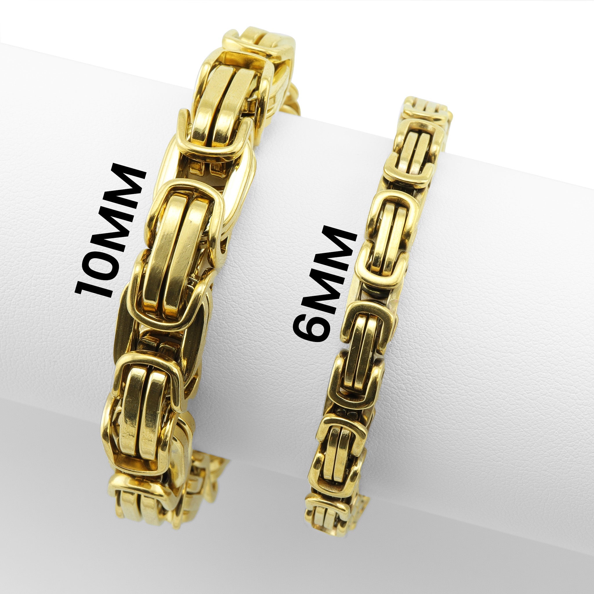 Stainless Steel 18K Gold PVD Coated Byzantine Chain Bracelet or Anklet