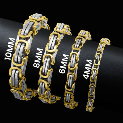 18K Gold PVD Stainless Steel Byzantine Chain Bracelet
