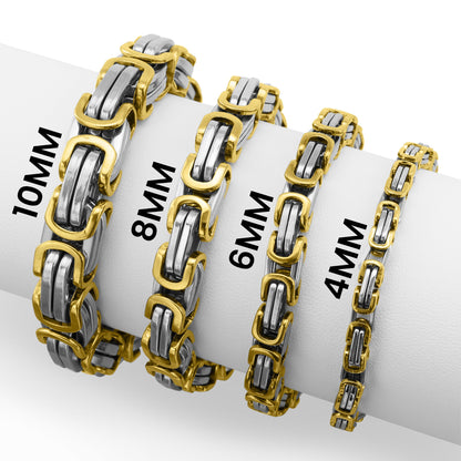 18K Gold PVD Stainless Steel Byzantine Chain Bracelet