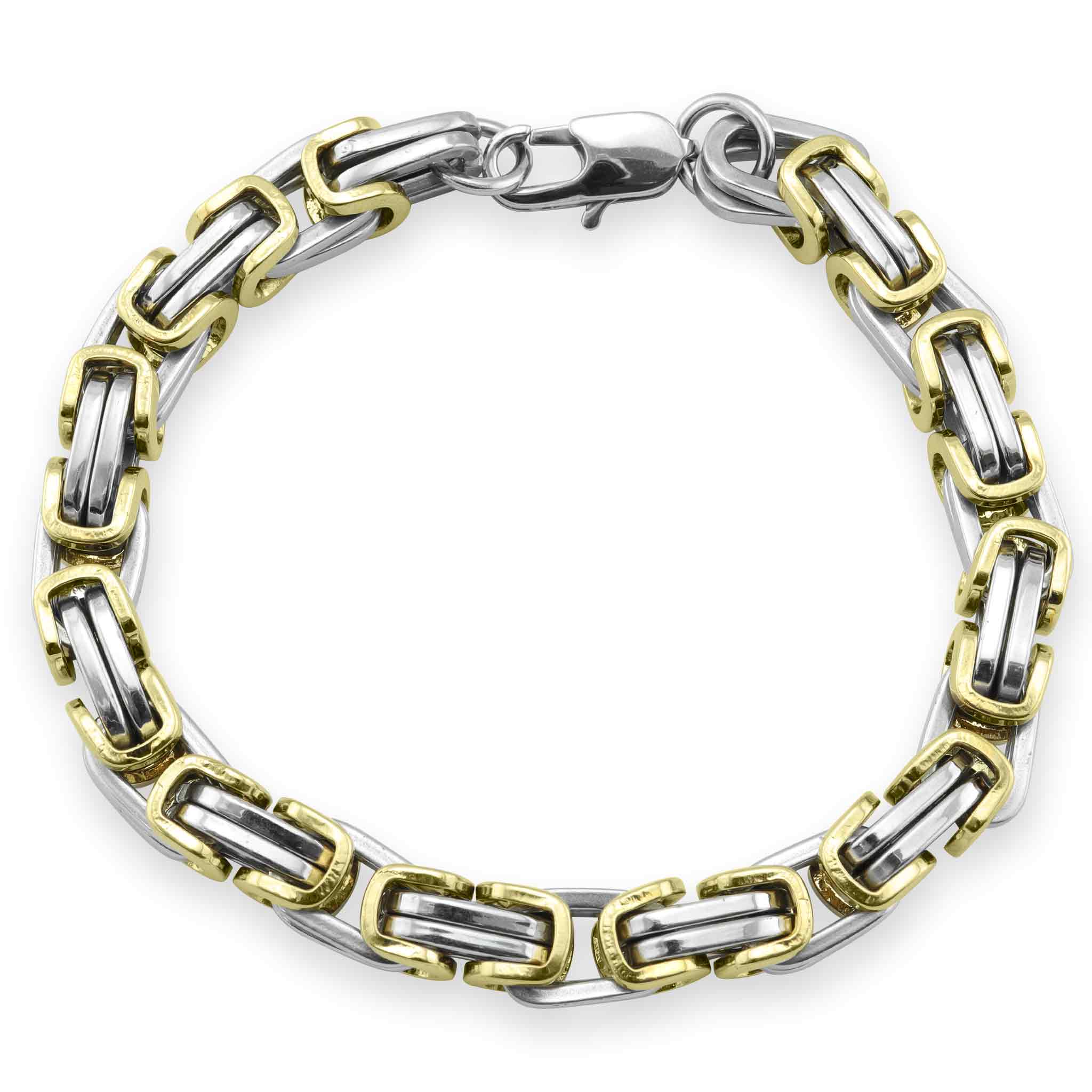 18K Gold PVD Stainless Steel Byzantine Chain Bracelet