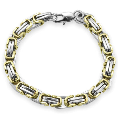 18K Gold PVD Stainless Steel Byzantine Chain Bracelet