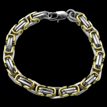 18K Gold PVD Stainless Steel Byzantine Chain Bracelet
