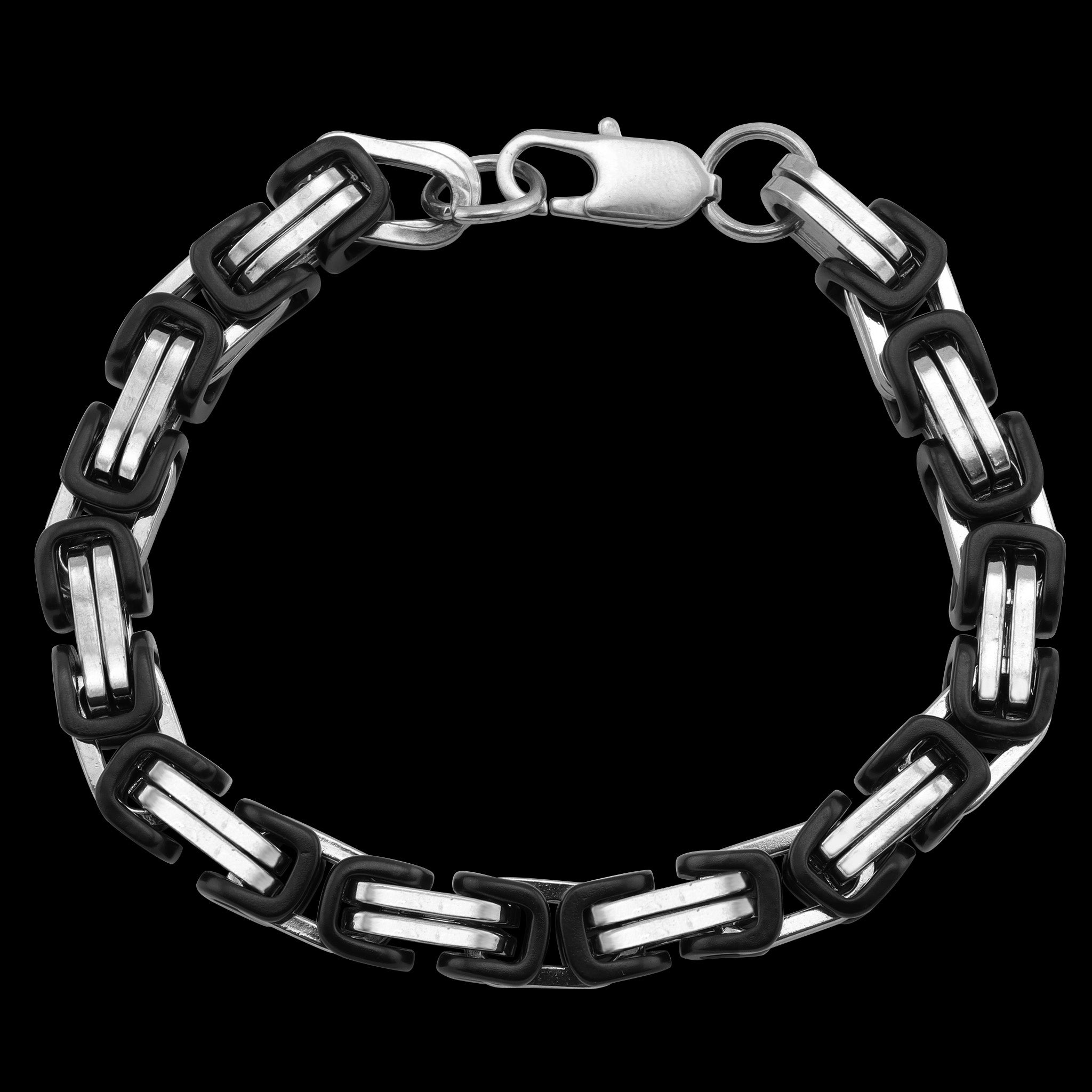 Stainless Steel And Black Byzantine Chain Bracelet