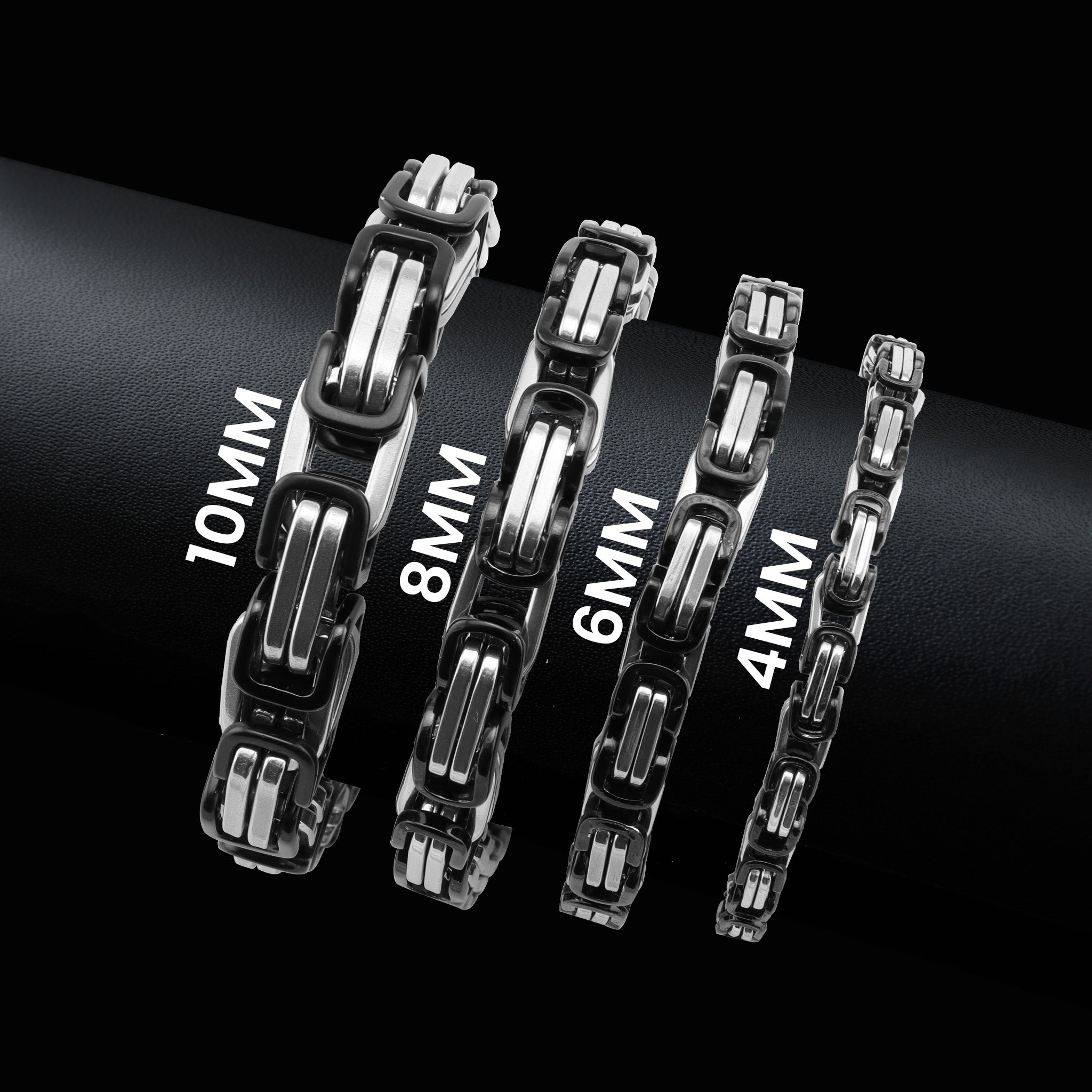 Stainless Steel And Black Byzantine Chain Bracelet