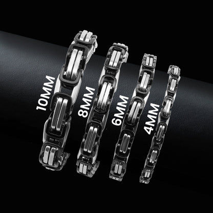 Stainless Steel And Black Byzantine Chain Bracelet