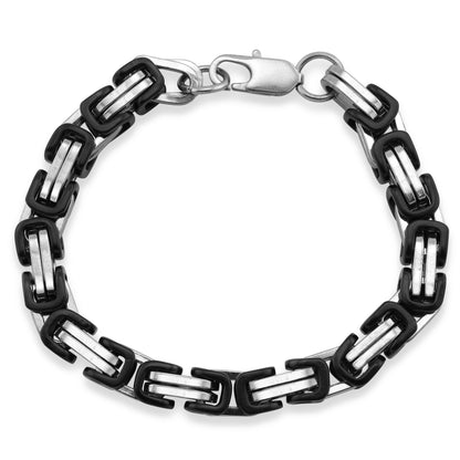 Stainless Steel And Black Byzantine Chain Bracelet