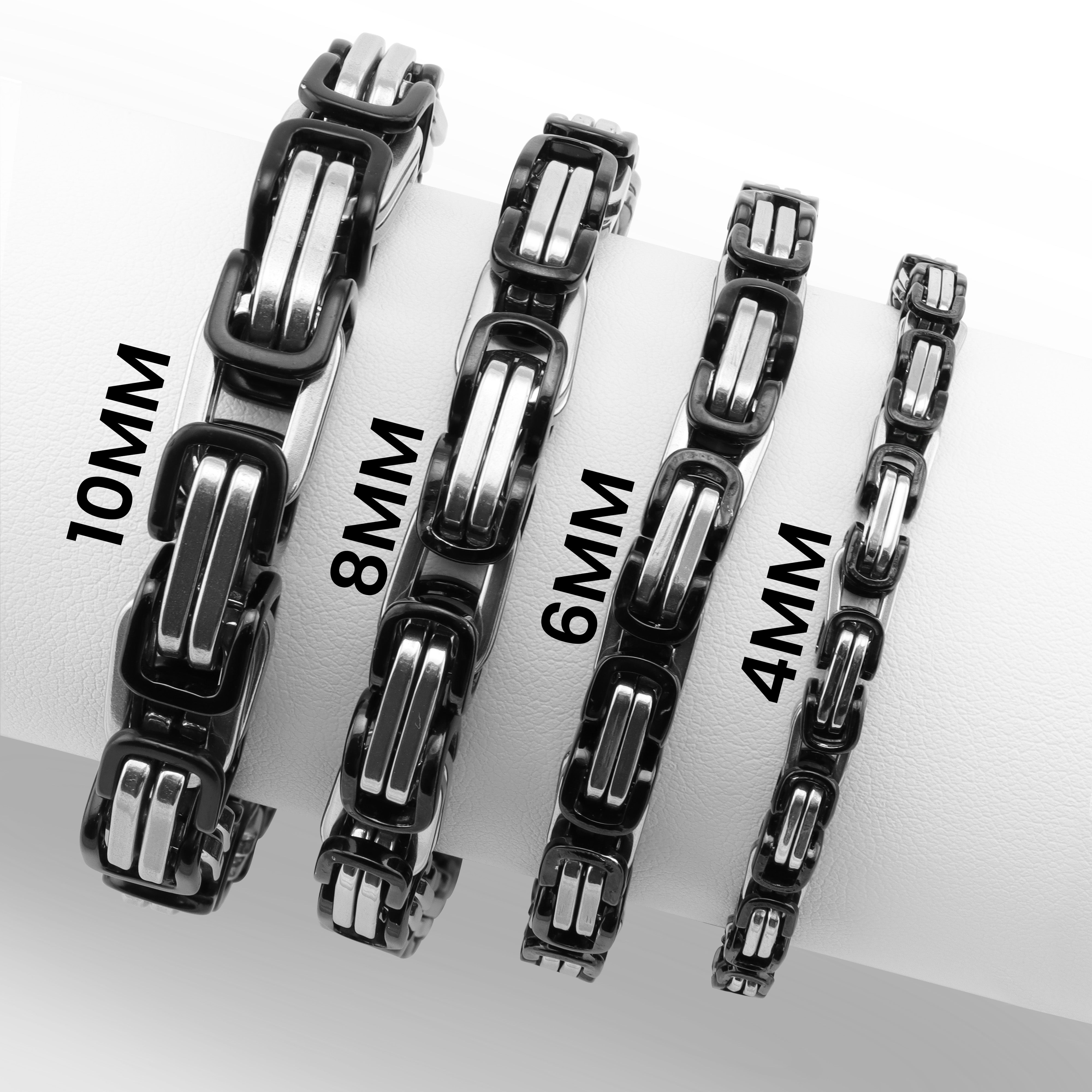 Stainless Steel And Black Byzantine Chain Bracelet