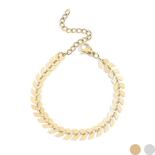 18K Gold PVD Stainless Steel Chevron Bracelet or Anklet