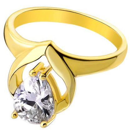 Teardrop CZ Gold Over Brass Ring
