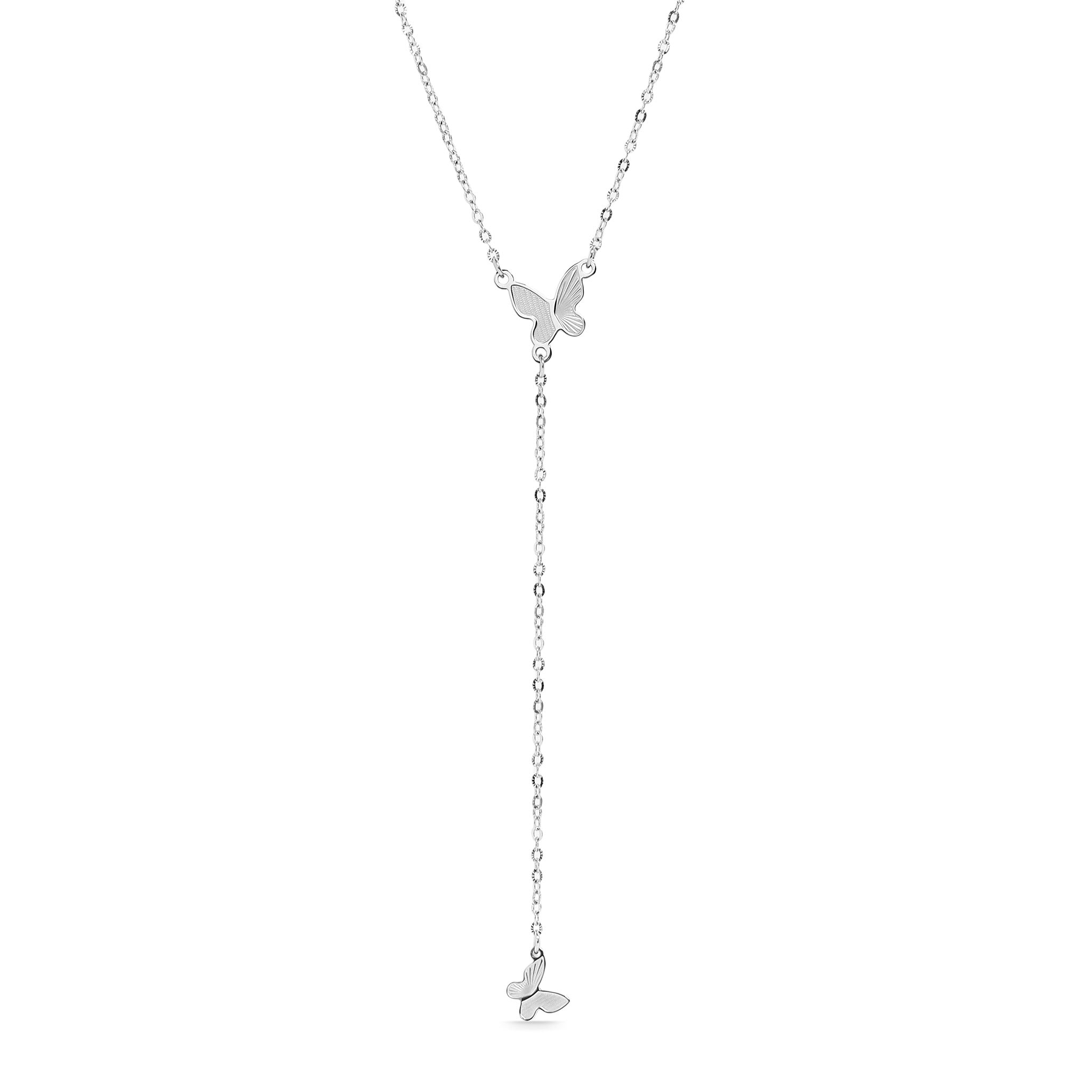 18K Gold PVD Stainless Steel Butterfly Lariat Necklace