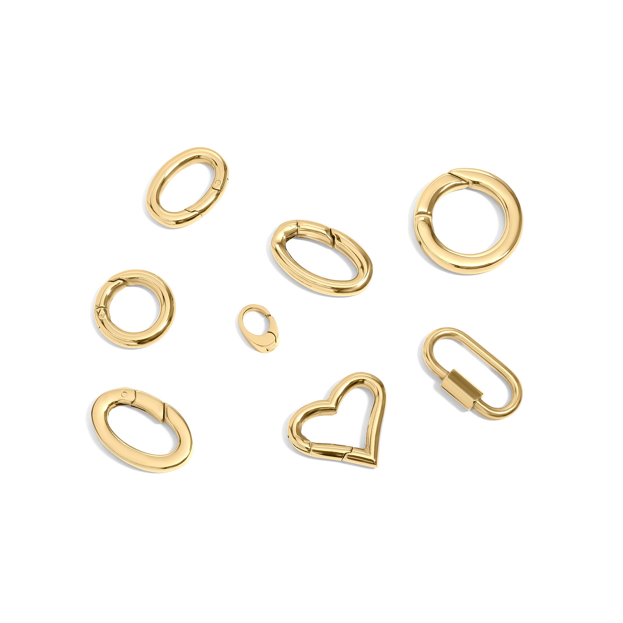 9 pc 18K Gold PVD Stainless Steel Carabiner Variety Pack