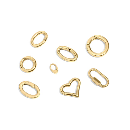 9 pc 18K Gold PVD Stainless Steel Carabiner Variety Pack