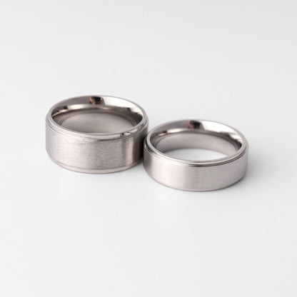 Stainless Steel Blank Ring Brushed Flat Center Polished Edge