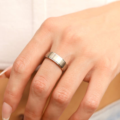 Stainless Steel Blank Ring Brushed Flat Center Polished Edge