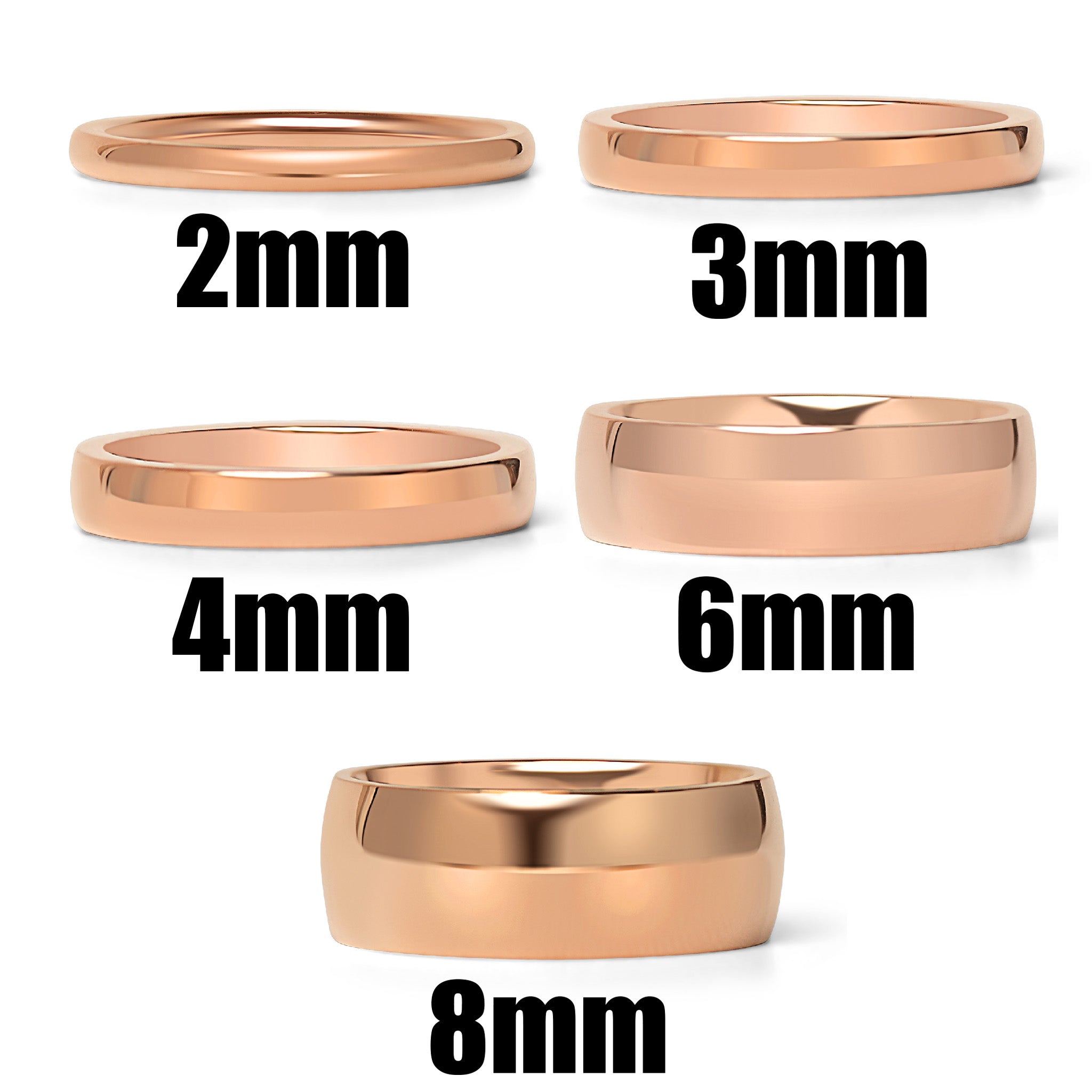 18K Rose Gold PVD Stainless Steel Rounded Blank Ring