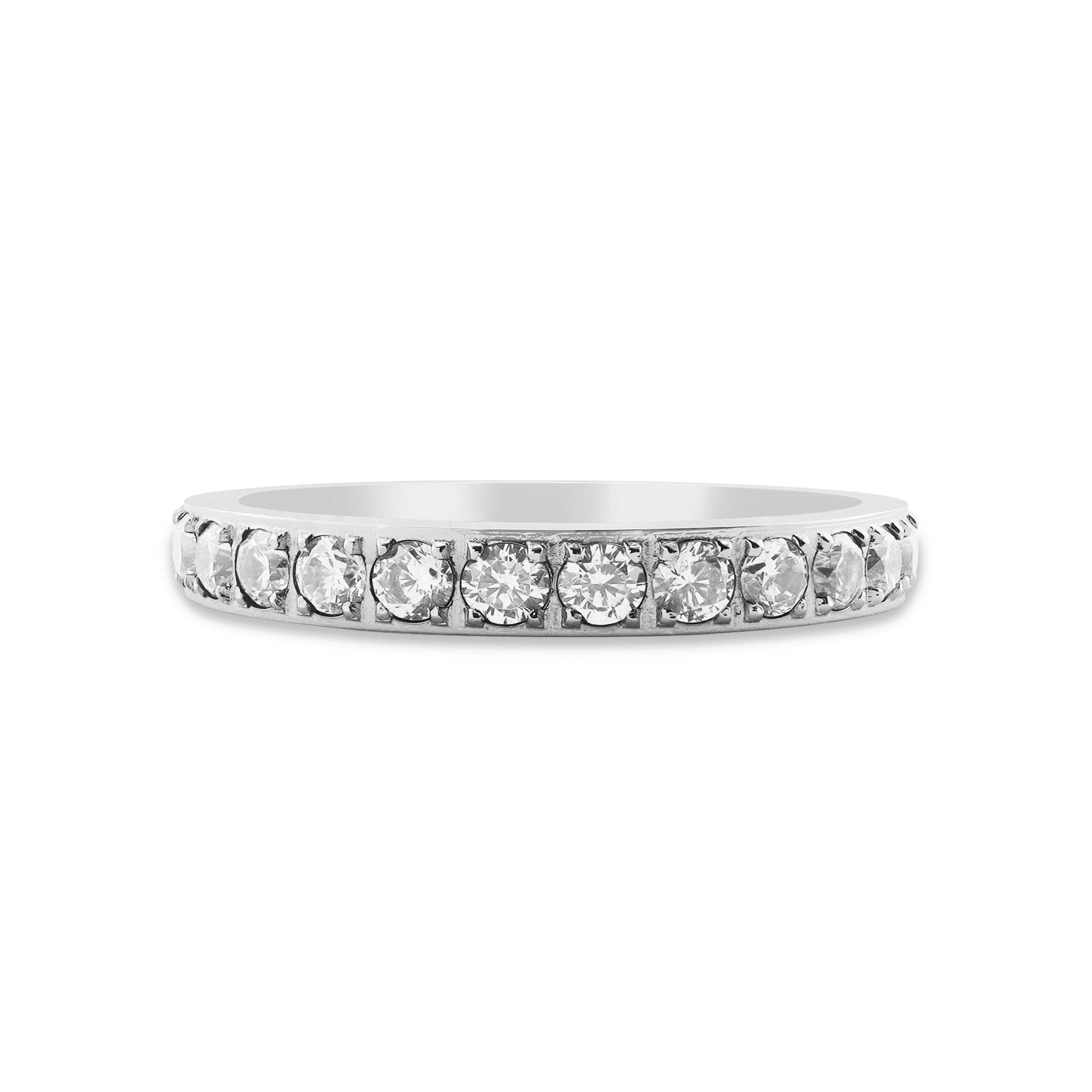 Stainless Steel CNC Machine 4-Prong Set CZ Ring