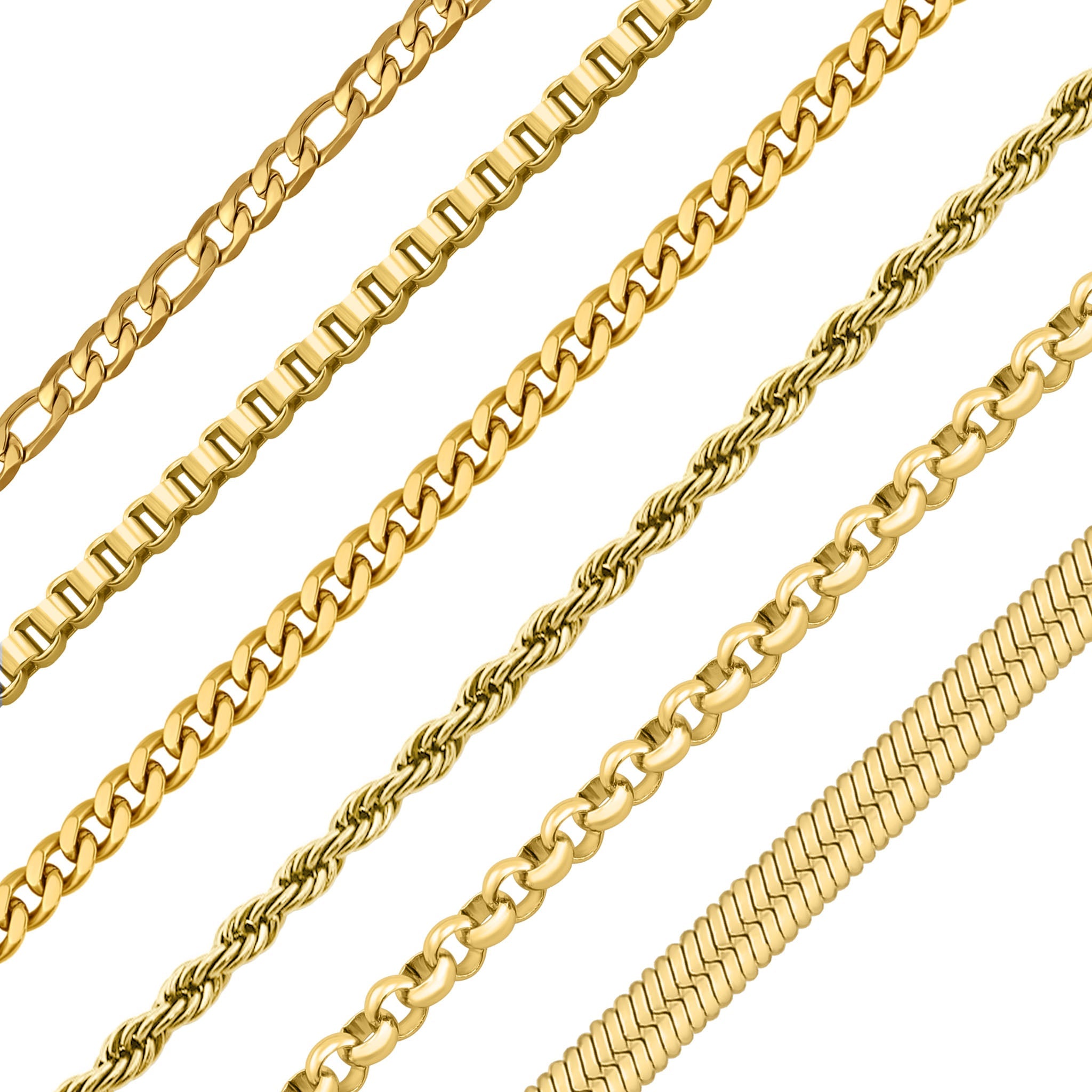 "The Classics" 18K Gold PVD Assorted Chain Necklace Set