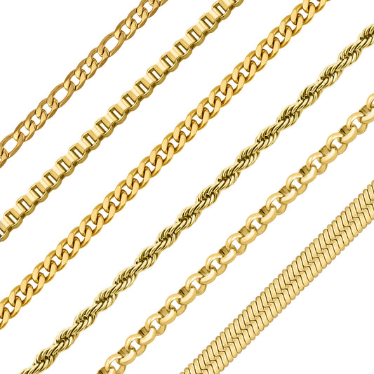"The Classics" 18K Gold PVD Assorted Chain Necklace Set