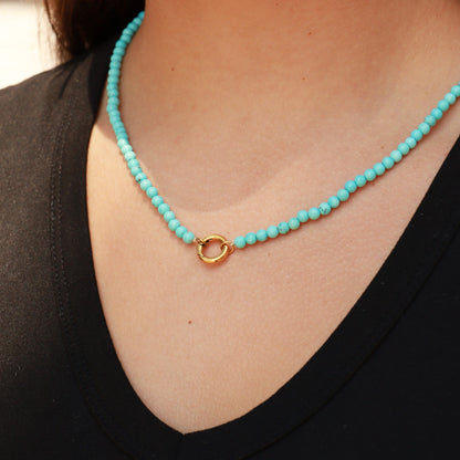 Semi Precious Natural Stone Charm Keeper Necklace