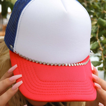 18K Gold Stainless Steel Crimped Circle Trucker Hat Chain