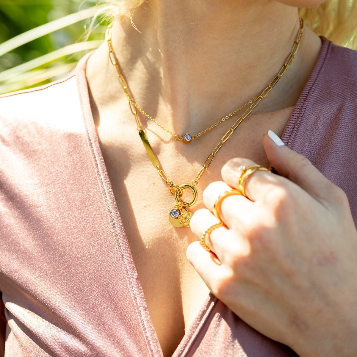 18K Gold PVD Engravable Paperclip Charm Holder Necklace