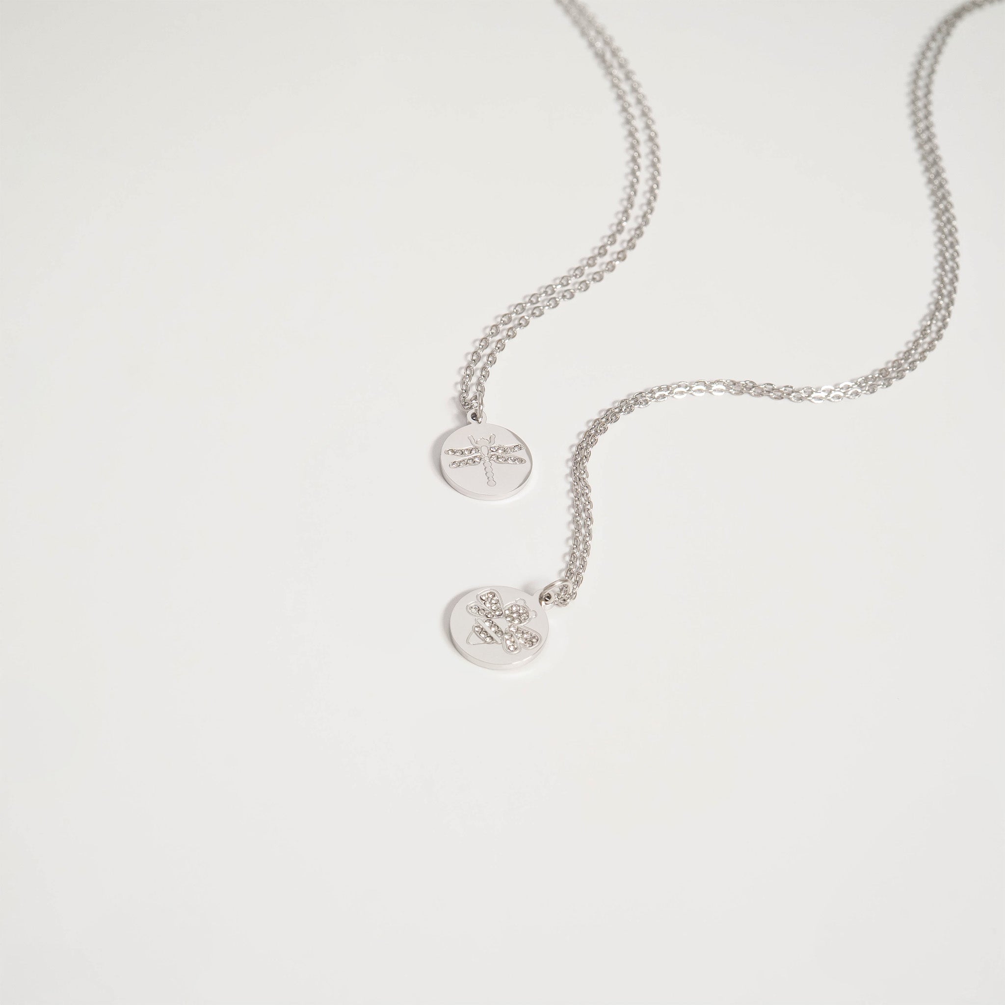 18K Gold PVD Stainless Steel Stone Bee Pendant Necklace