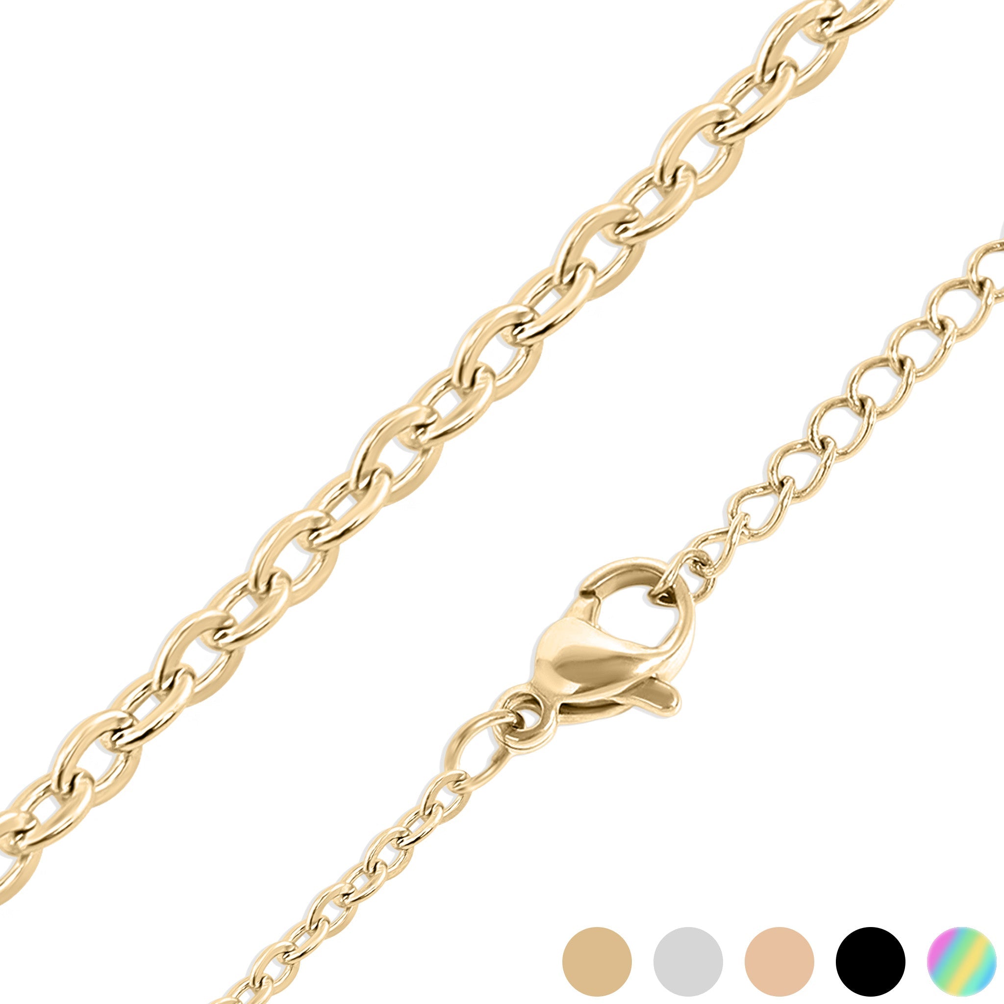 18K Gold PVD Stainless Steel PVD Coated Loop/Cable Chain Necklace