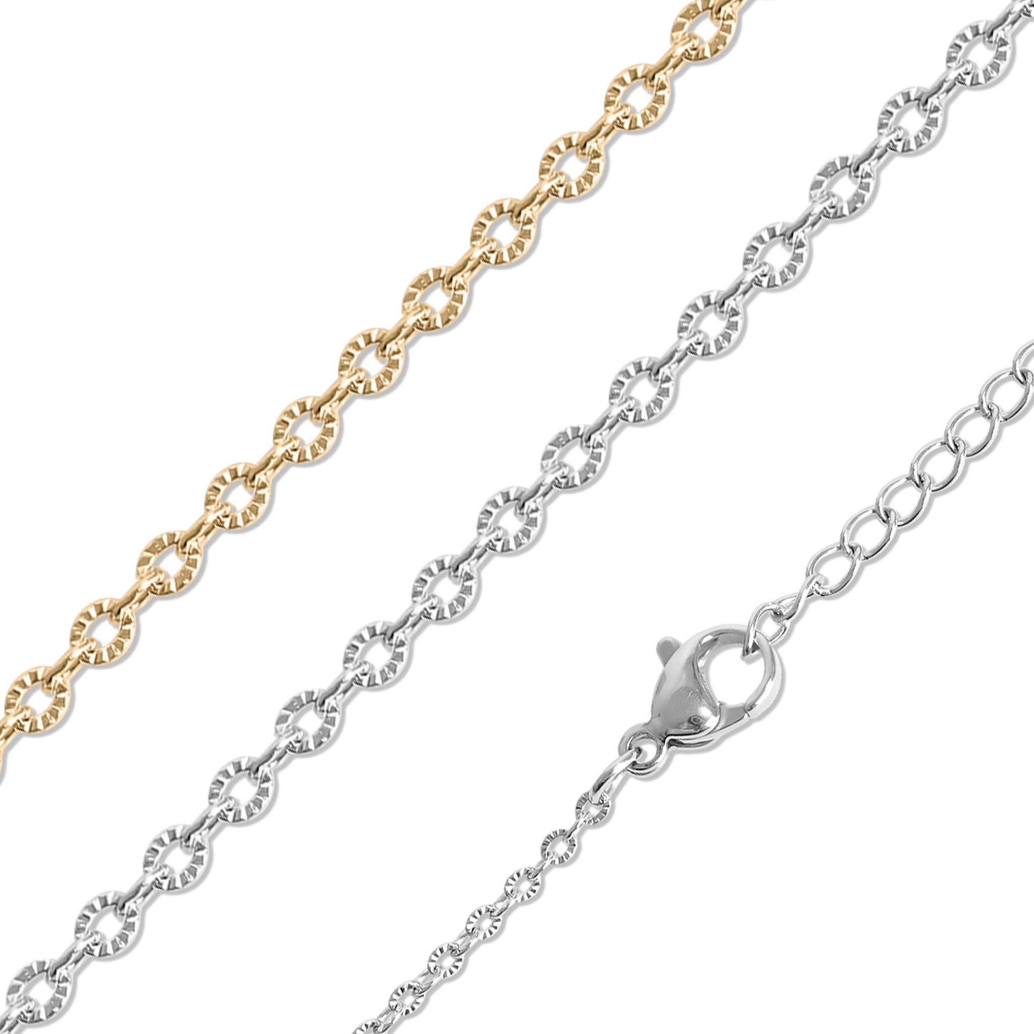 18K Gold PVD Stainless Steel Crimped Oval Link Chain Necklace