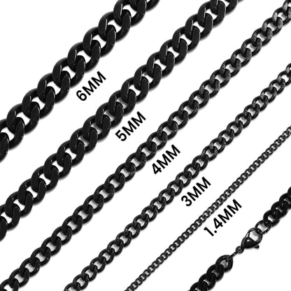 Stainless Steel Black Curb Chain Necklace