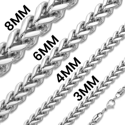 Stainless Steel Franco Wheat Chain Necklace