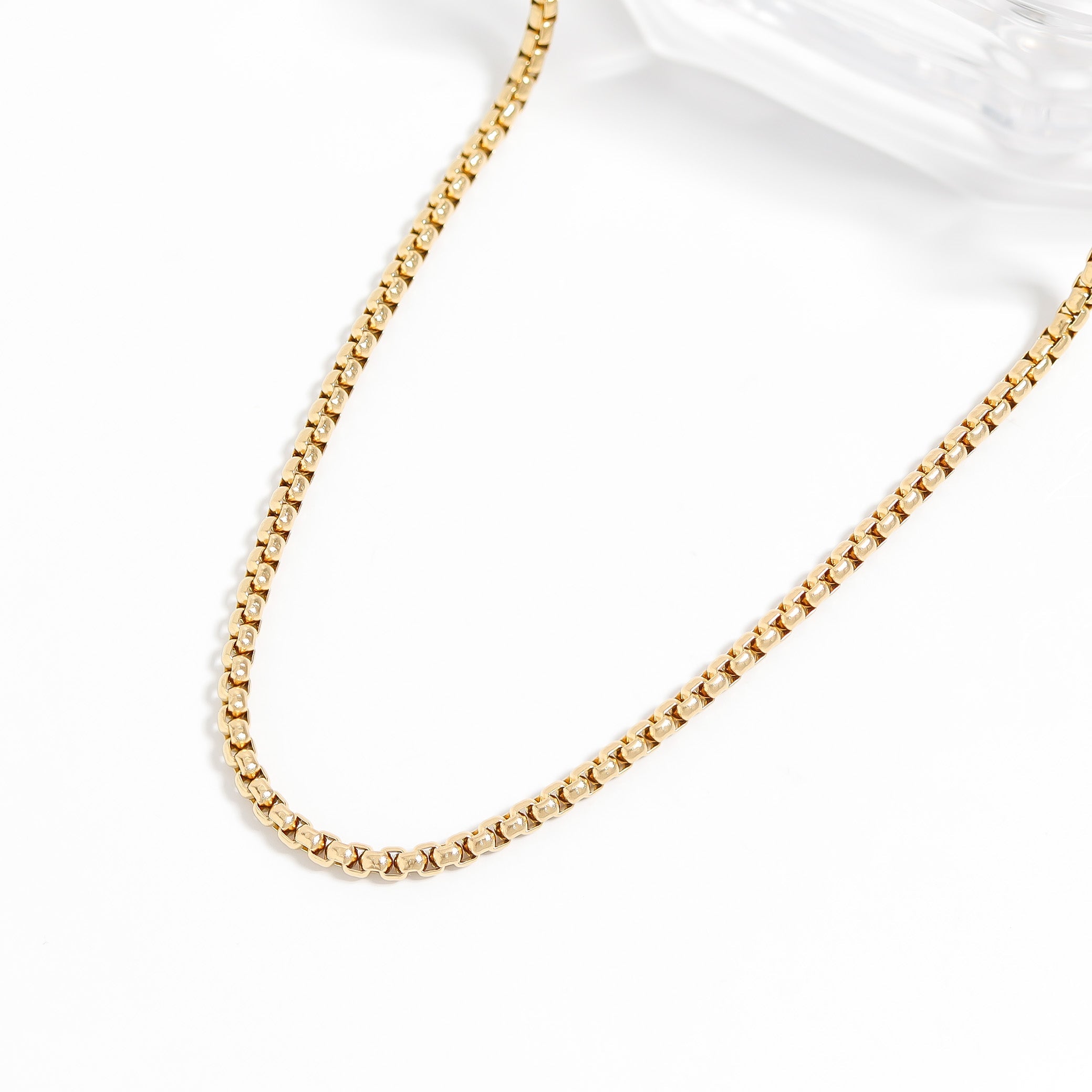 18K Gold PVD Stainless Steel Rounded Box Chain
