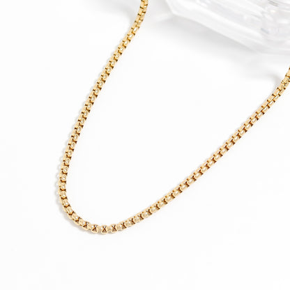 18K Gold PVD Stainless Steel Rounded Box Chain
