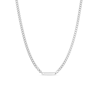 18K Gold PVD Stainless Steel Engravable Curb Chain Bar Necklace