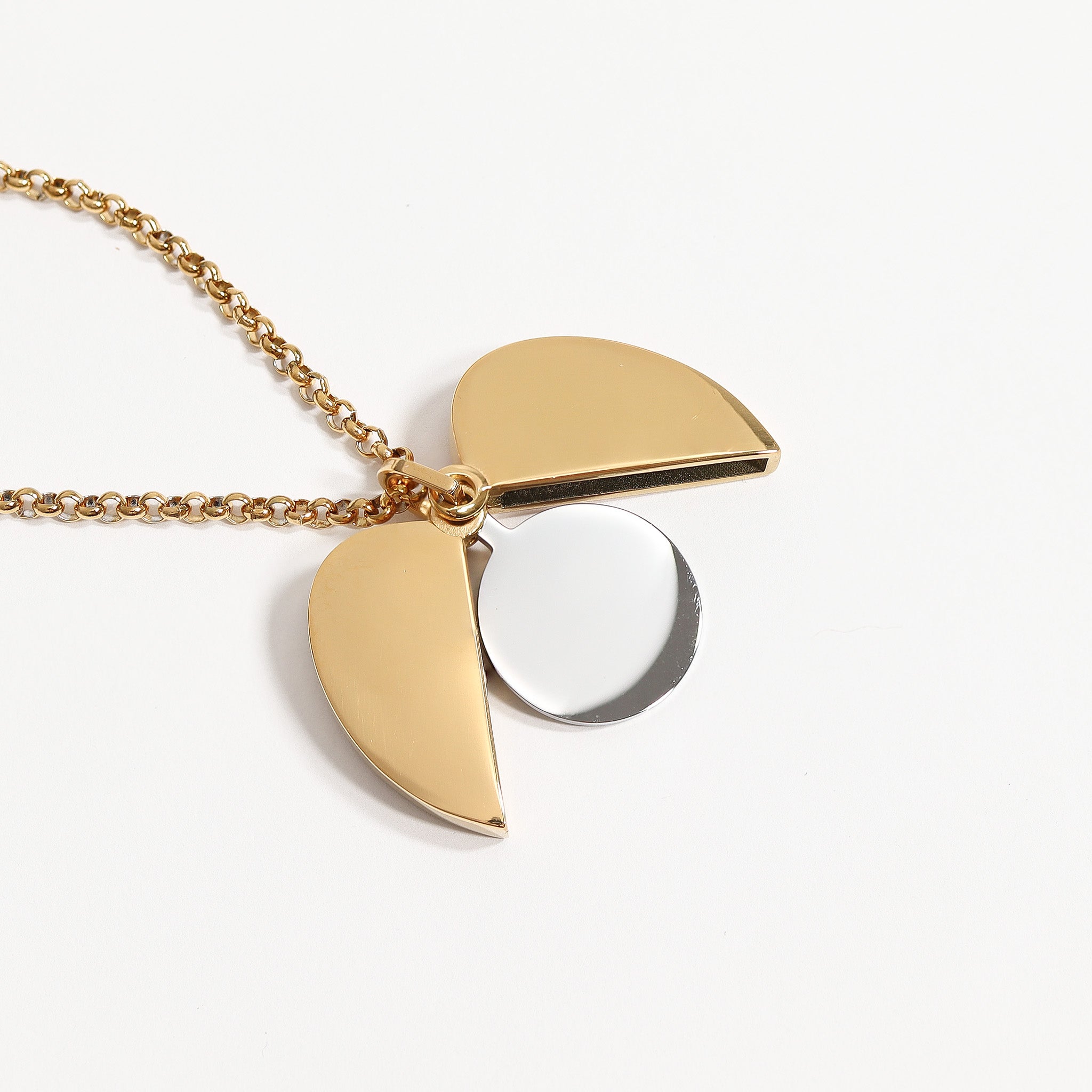 18K Gold PVD Stainless Steel Blank Heart Hidden Message Necklace