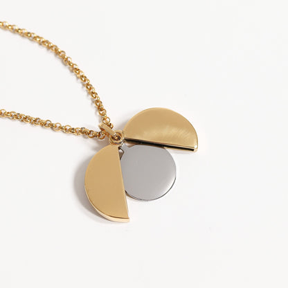 18K Gold PVD Stainless Steel Blank Circle Hidden Message Necklace